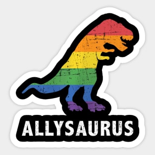 Allysaurus dinosaur in flag for ally LGBT pride Sticker